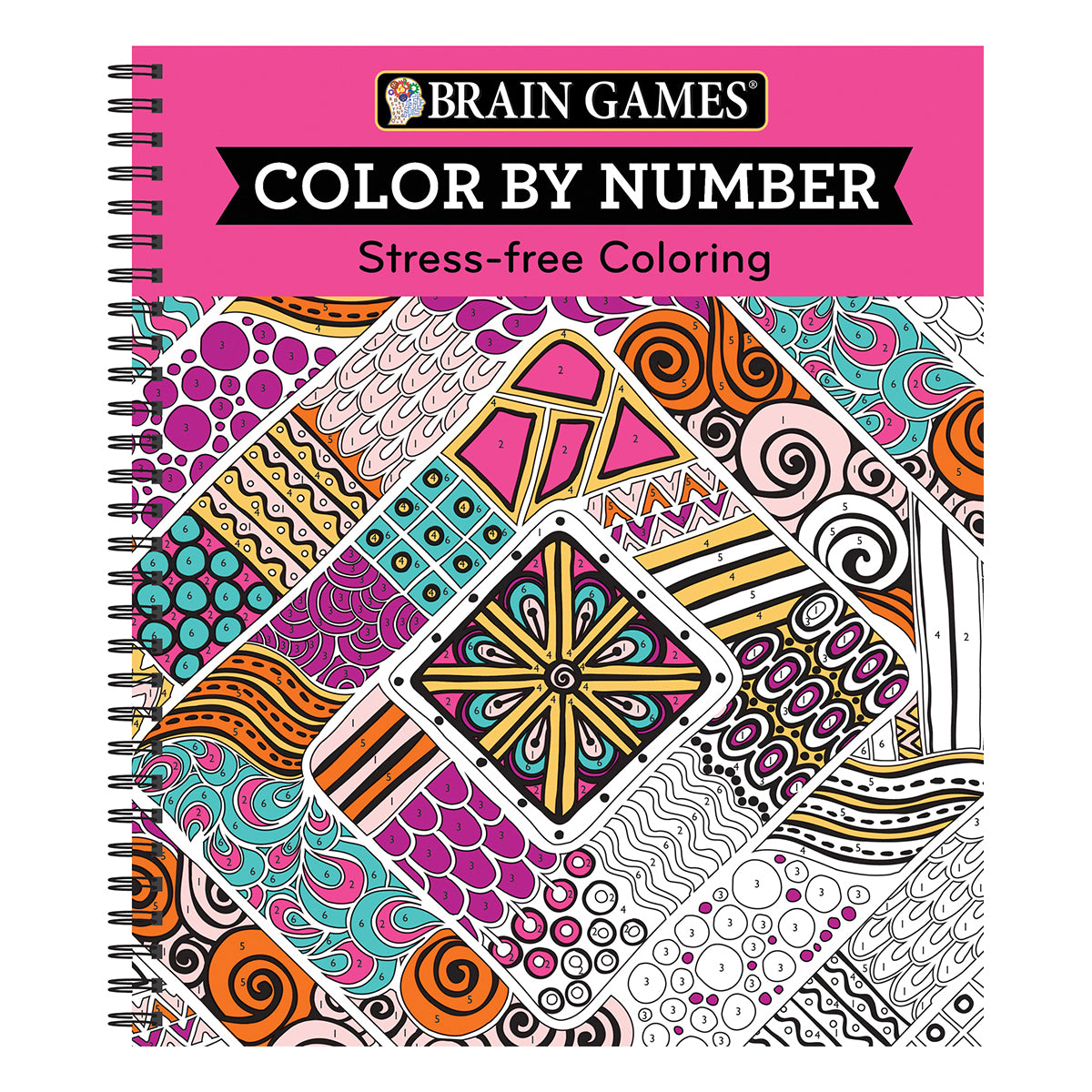 Brain Games Color by Number StressFree Coloring Pink