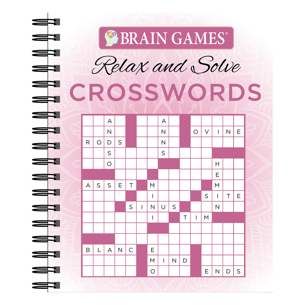 Brain Games Relax and Solve Crosswords Pink