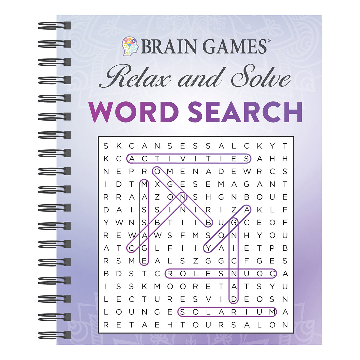 Brain Games Relax and Solve Word Search Purple