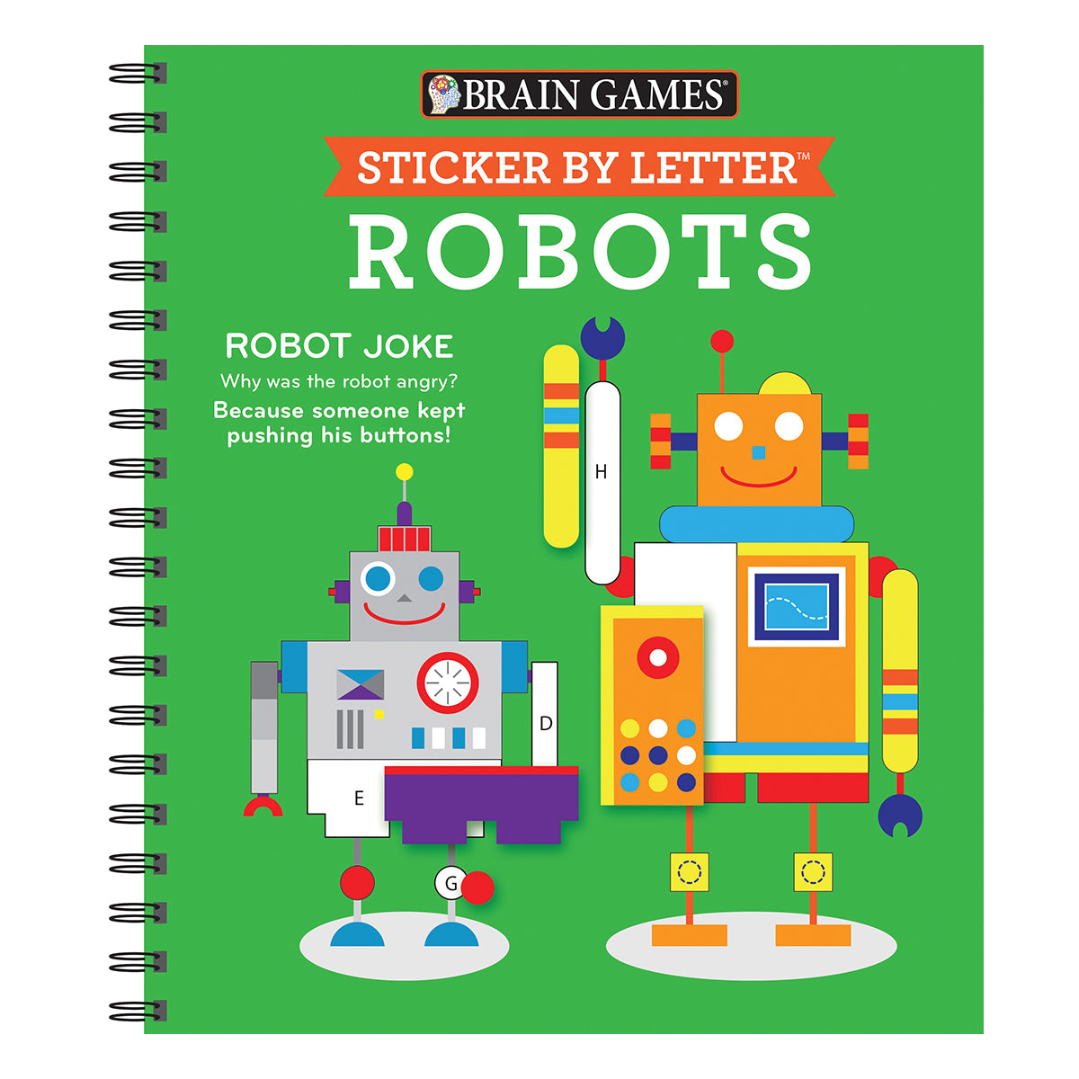 Brain Games Sticker by Letter Robots Sticker Puzzles Kids Activity Book
