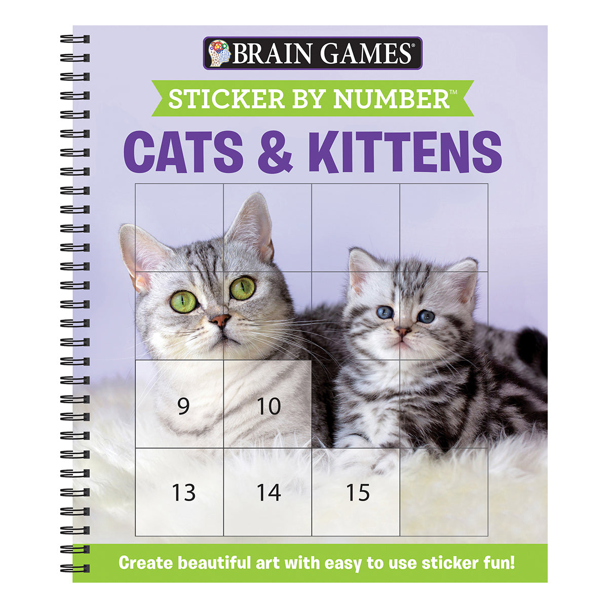 Brain Games Sticker by Number Cats & Kittens Easy Square Stickers