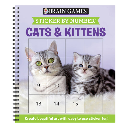 Brain Games  Sticker by Number Cats & Kittens Easy  Square Stickers