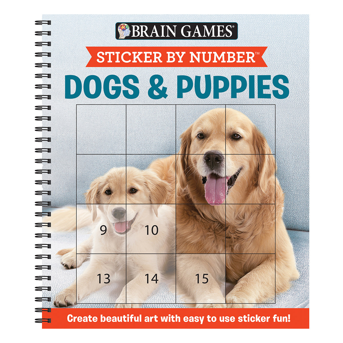 Brain Games Sticker by Number Dogs & Puppies Easy Square Stickers