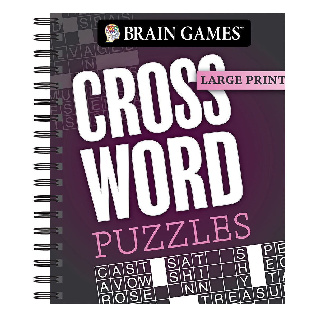 Brain Games Large Print Crossword Puzzles Dark Gray