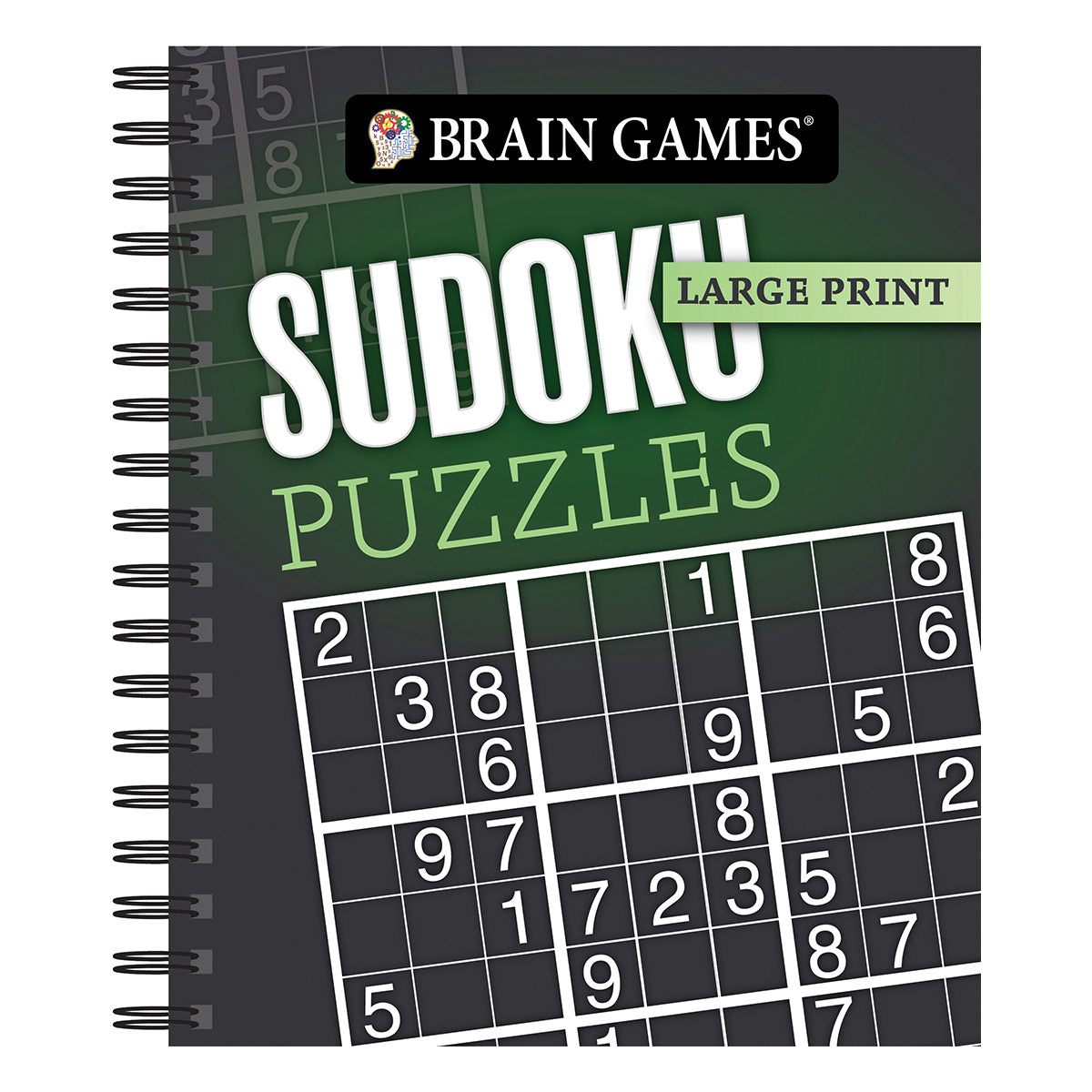 Brain Games Large Print Sudoku Puzzles Dark Gray