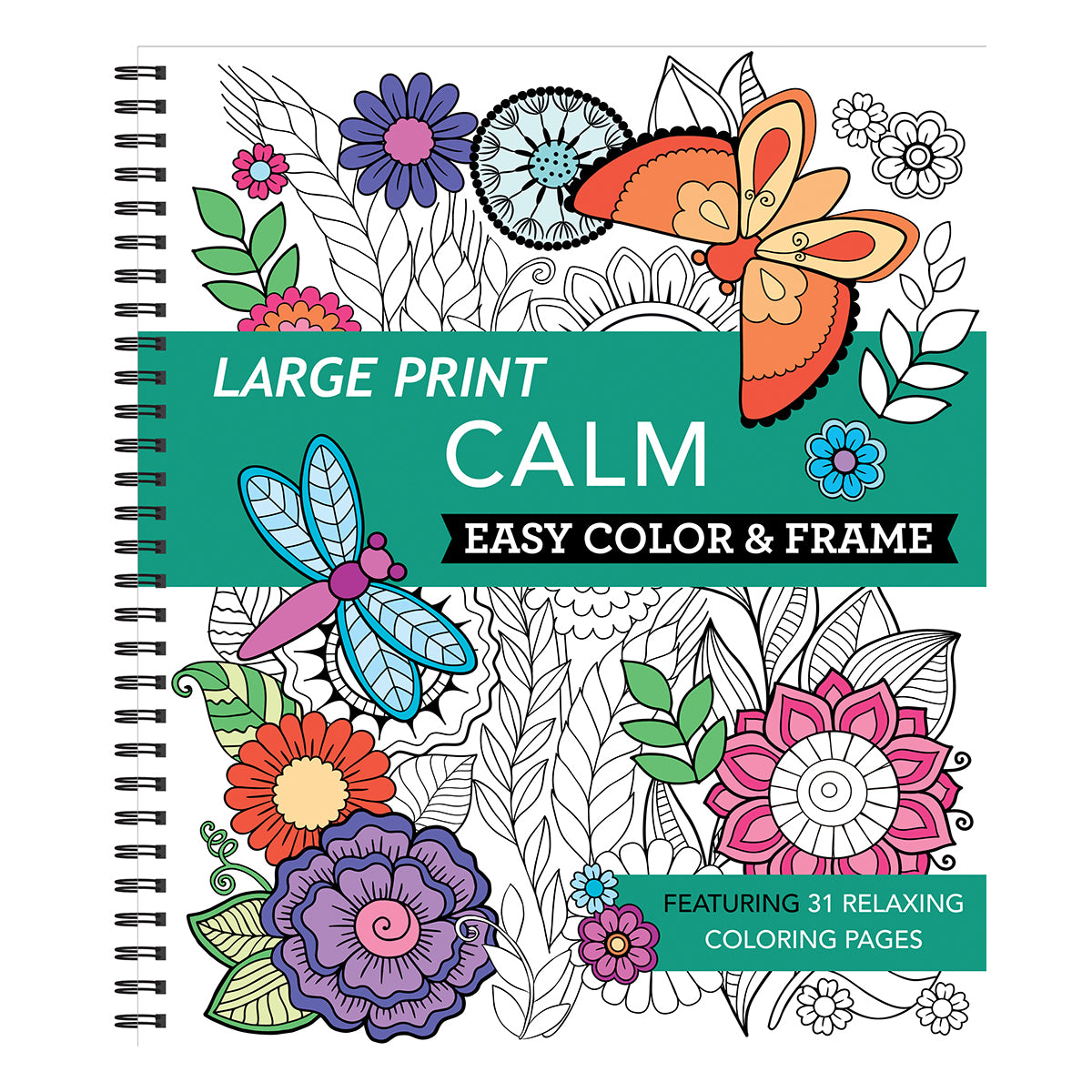 Large Print Easy Color & Frame Calm Stress Free Coloring Book