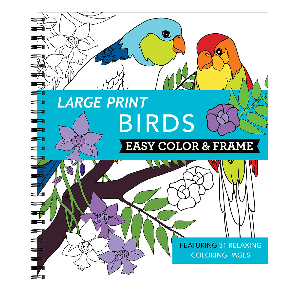 Large Print Easy Color & Frame Birds Stress Free Coloring Book