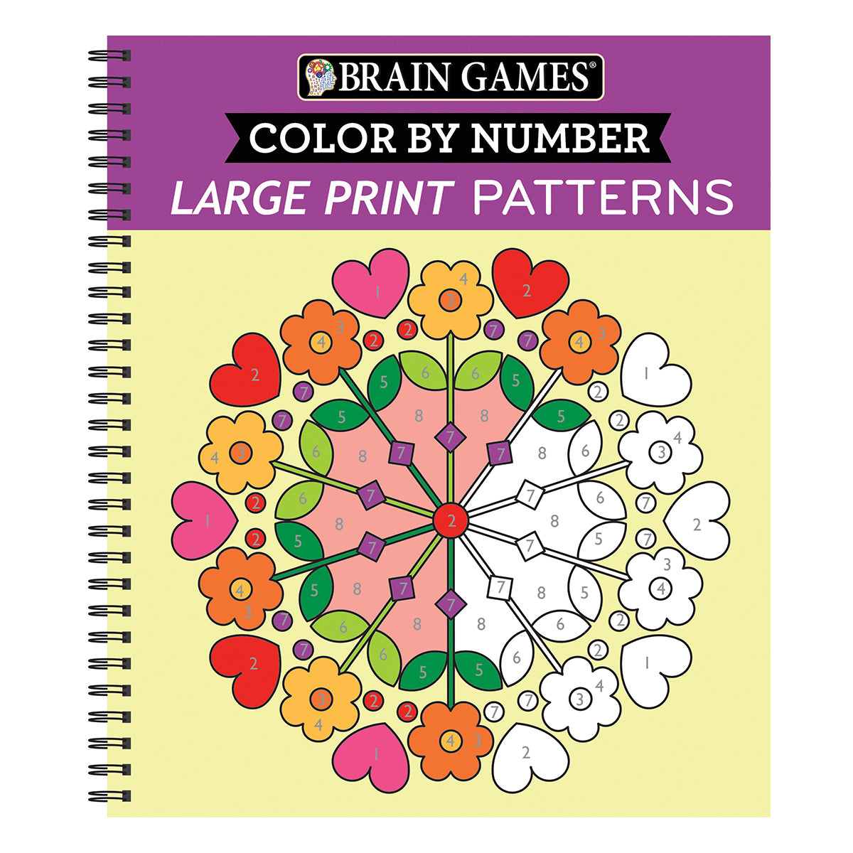 Brain Games Easy Color by Number Large Print Patterns Stress Free Colo