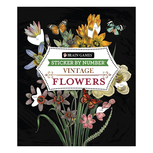 Brain Games  Sticker by Number  Vintage Flowers