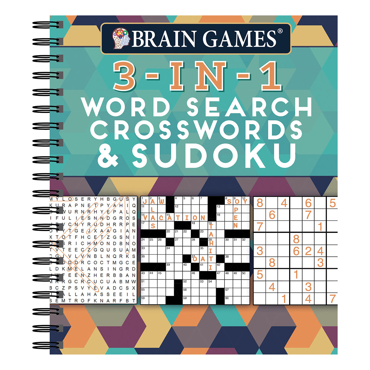 Brain Games  3In1 Word Search Crosswords & Sudoku 256 Pages