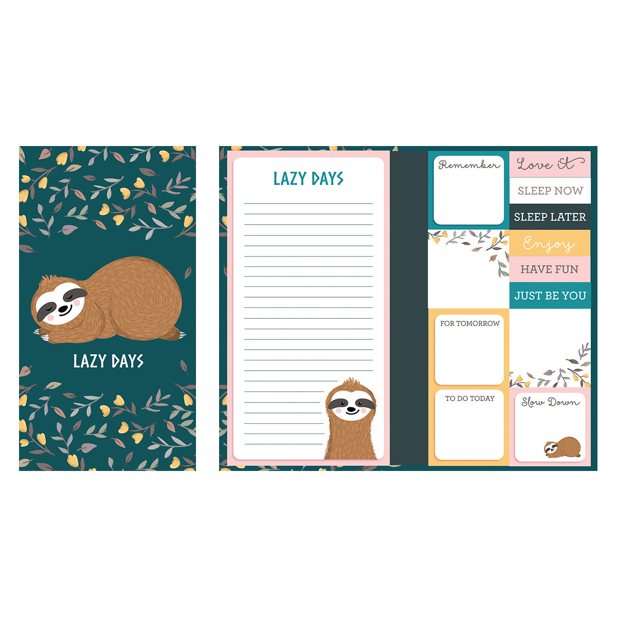 Book of Sticky Notes Notepad Collection Sloth Lazy Days