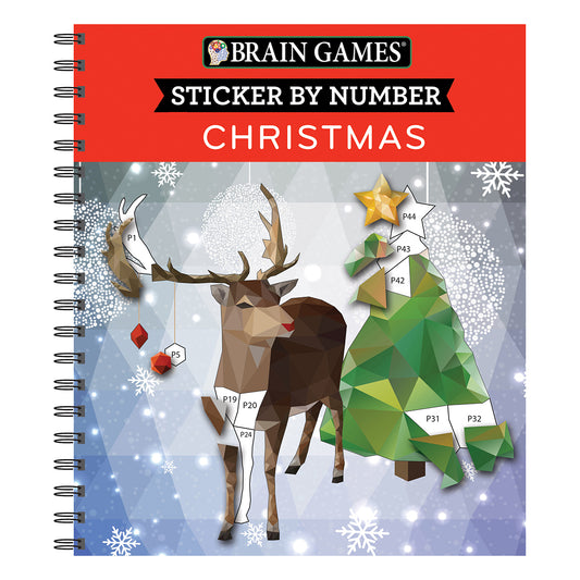 Brain Games  Sticker by Number Christmas 28 Images to Sticker  Reindeer Cover