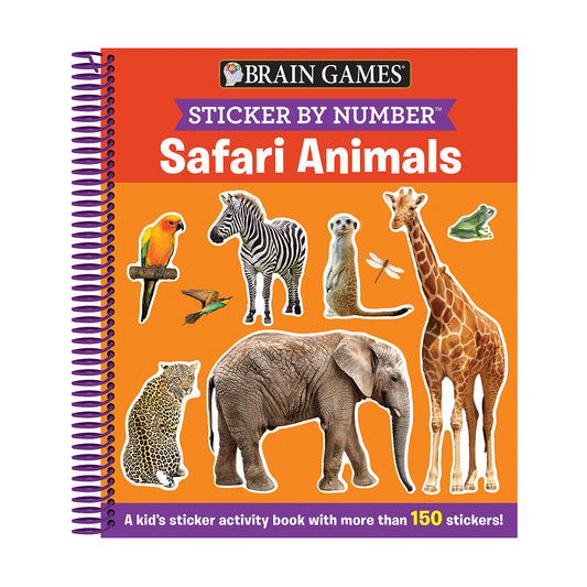 Brain Games  Sticker by Number Safari Animals Ages 3 to 6