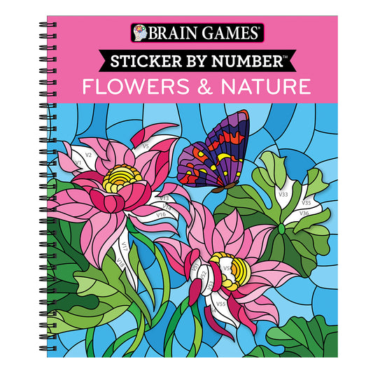 Brain Games  Sticker by Number Flowers & Nature 28 Images to Sticker