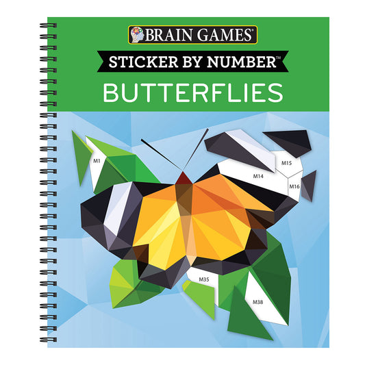 Brain Games  Sticker by Number Butterflies 28 Images to Sticker