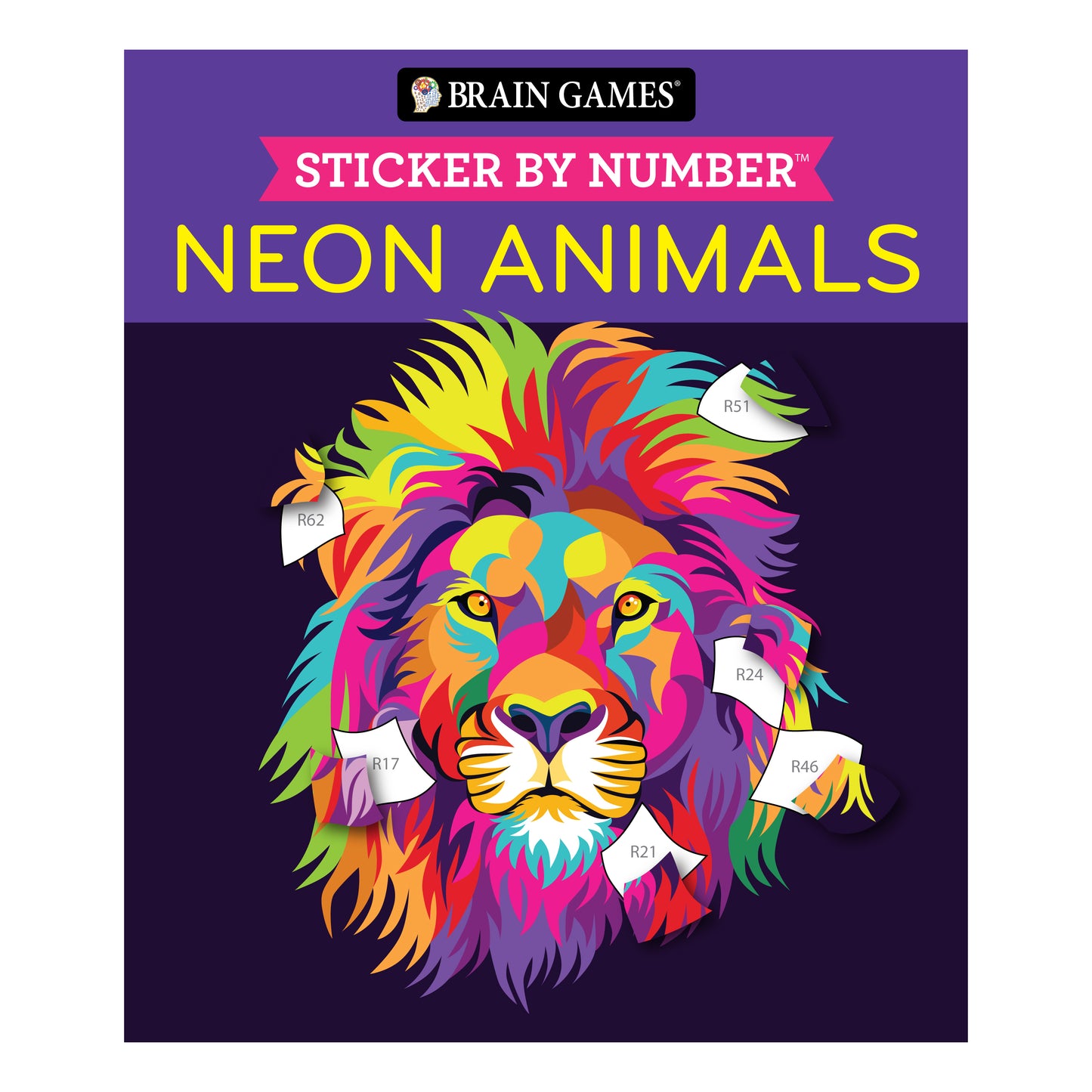 Brain Games - Sticker by Number: Neon Animals