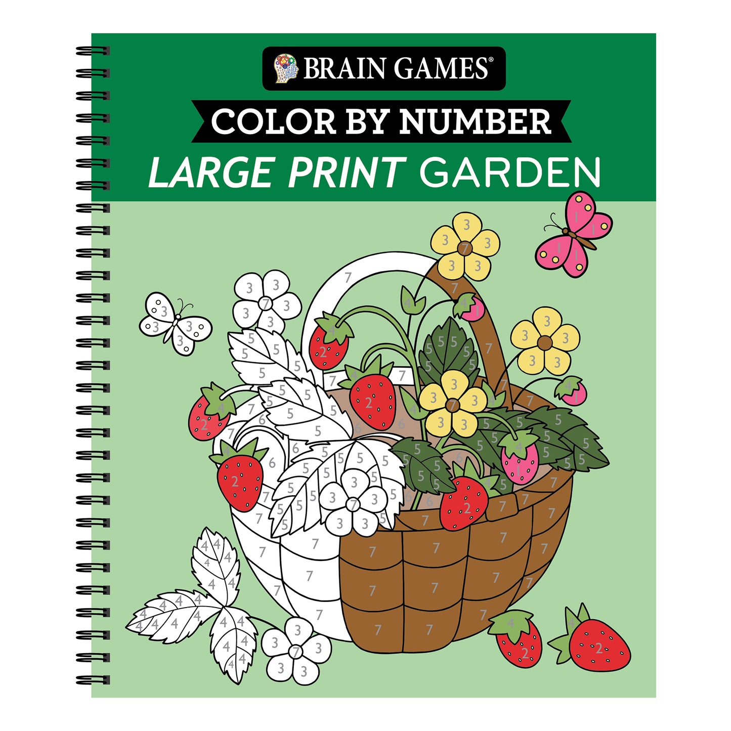 Brain Games Color by Number Large Print Garden