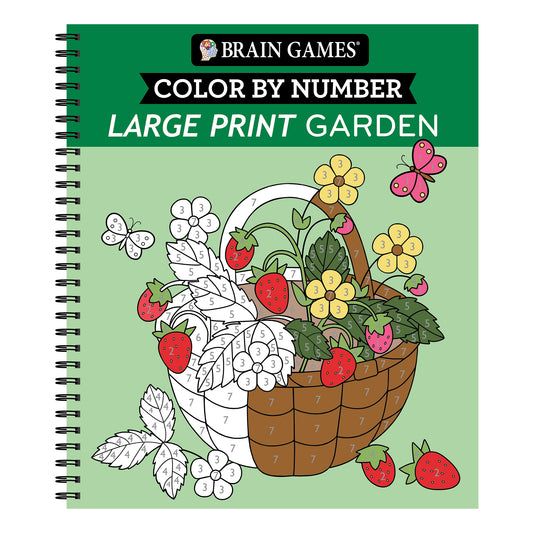 Brain Games Color by Number Large Print Garden