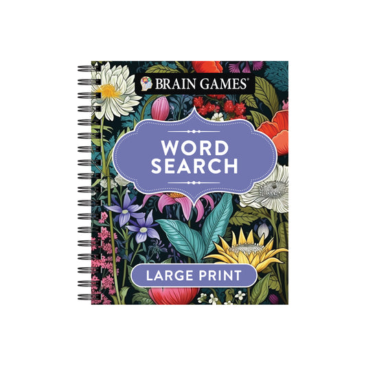 Brain Games  Large Print Word Search Dark Floral Design