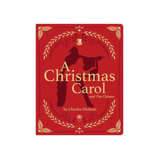 Christmas Carol and The Chimes by Charles Dickens Faux Leather with Gold Foil Ribbon Bookmark & Illustrations