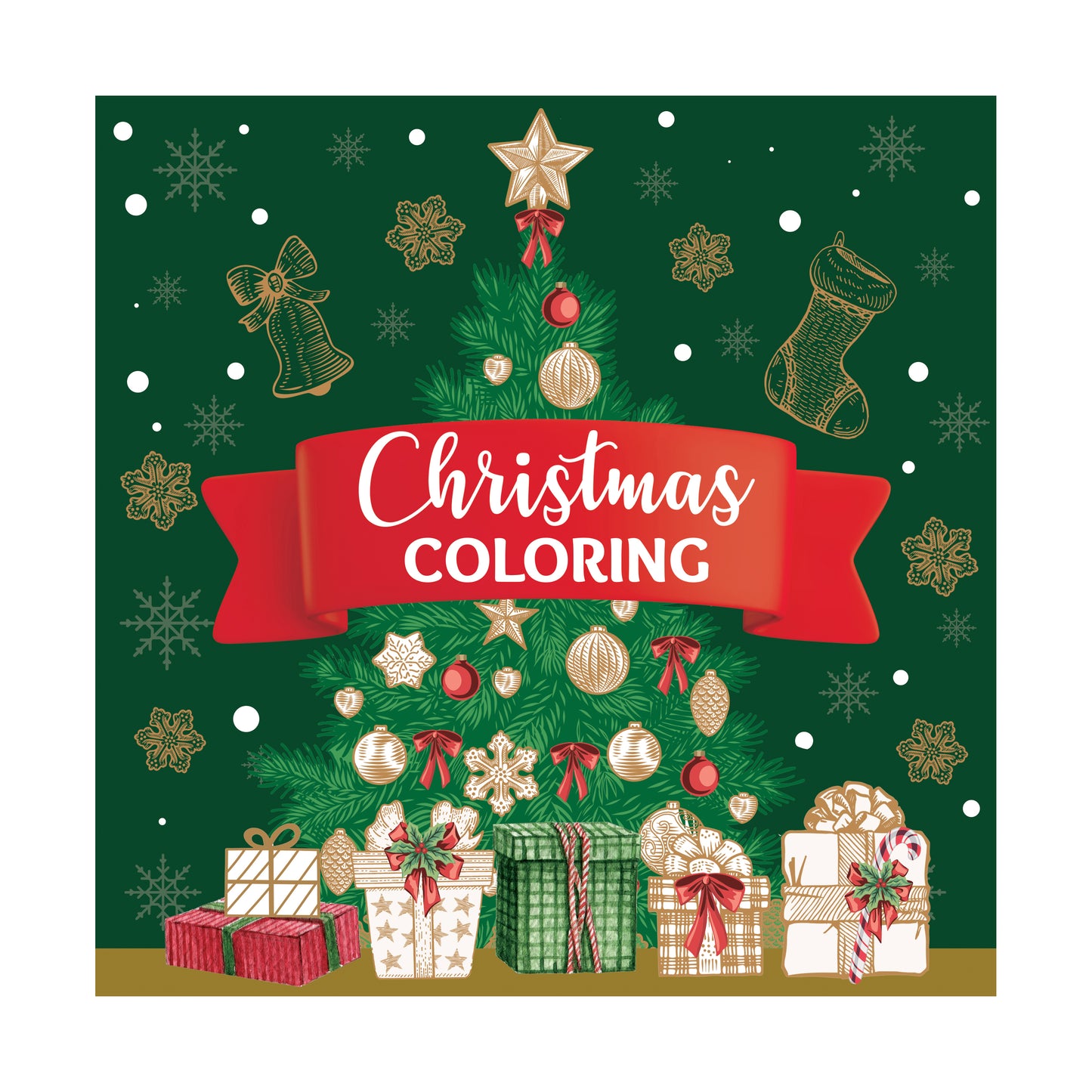 Christmas Coloring Golden Tree Design