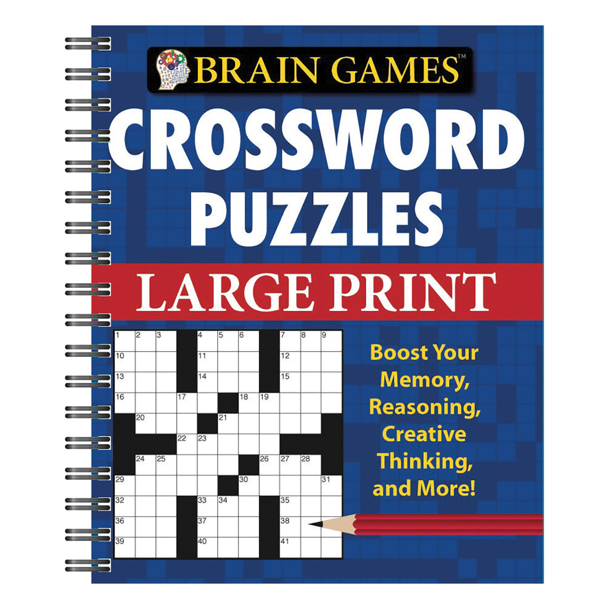 Brain Games  Crossword Puzzles  Large Print Blue