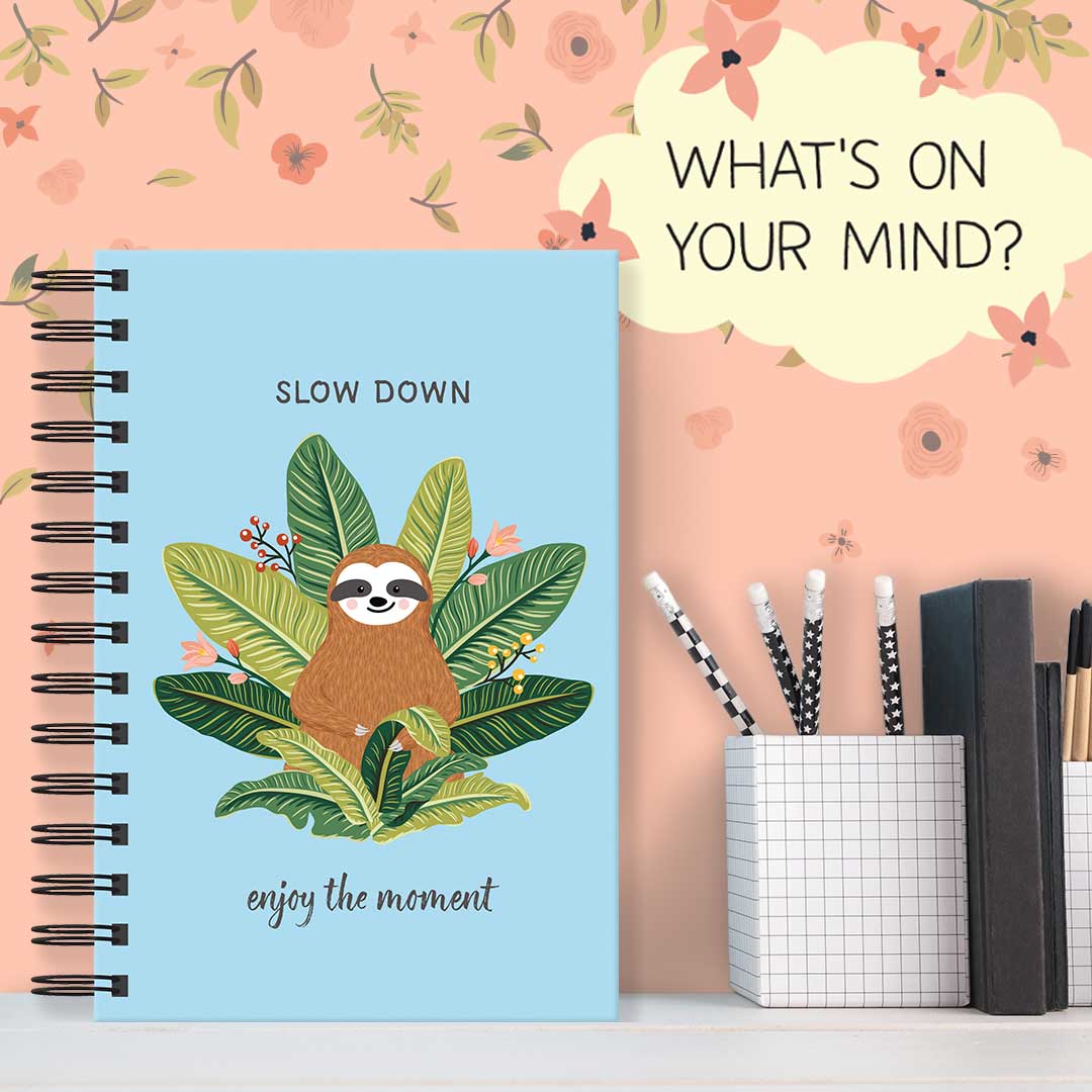 Sloth Journal  Slow Down Enjoy the Moment Journal / Notebook / Diary